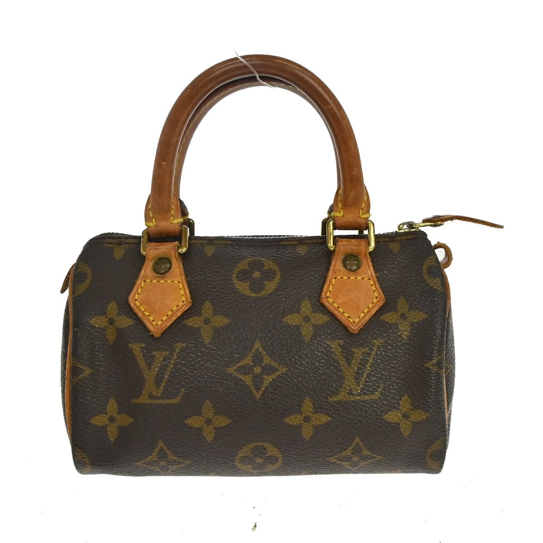 Louis Vuitton Speedy Mini M41534 Monogram Canvas Handbag: Louis Vuitton Speedy Mini M41534 Monogram Canvas Handbag Vintage Louis Vuitton Mini Speedy handbag in brown Monogram canvas with leather trim and a zip closure. Made in France, this women's handbag sh