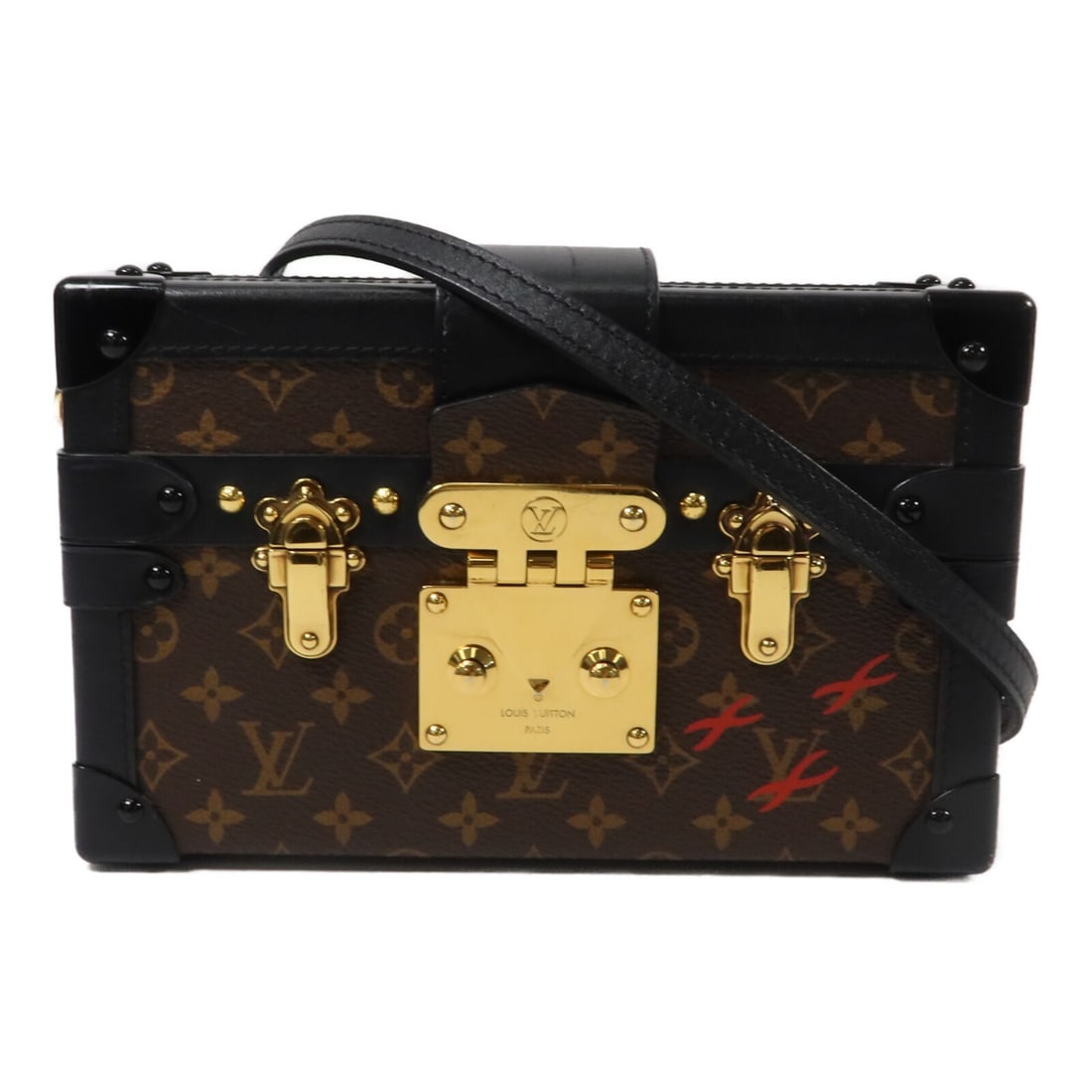 Louis Vuitton Petite Malle M44199 Monogram Shoulder Bag Brown: Louis Vuitton Petite Malle M44199 Monogram Shoulder Bag Brown Louis Vuitton Petite Malle shoulder bag in brown Monogram PVC coated canvas. This women's bag features a structured silhouette with an int