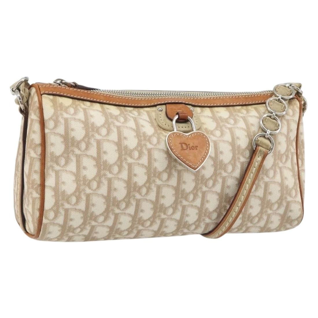 Christian Dior Trotter Shoulder Bag Ivory Silver PVC Leather: Christian Dior Trotter Shoulder Bag Ivory Silver PVC Leather Christian Dior shoulder bag in PVC leather and Trotter canvas with an ivory and silver colorway. Made in Italy, this women's bag measures a