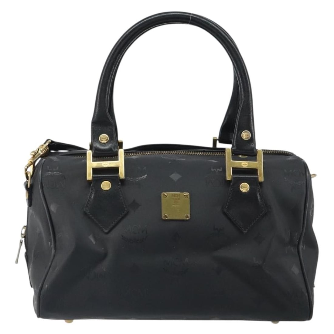 MCM Visetos logogramme black canvas leather handbag (1 of 18)