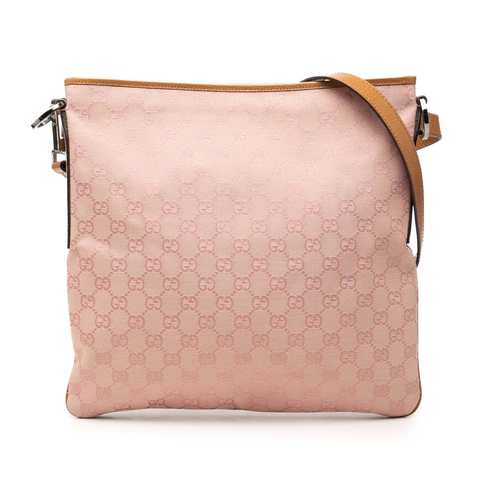 Gucci GG Canvas Pink Crossbody Bag Fabric Italy: Gucci GG Canvas Pink Crossbody Bag Fabric Italy Gucci GG Canvas Crossbody bag in pink with a canvas body, flat leather strap, top zip closure, and interior zip pocket. Includes dust bag. Condition is 