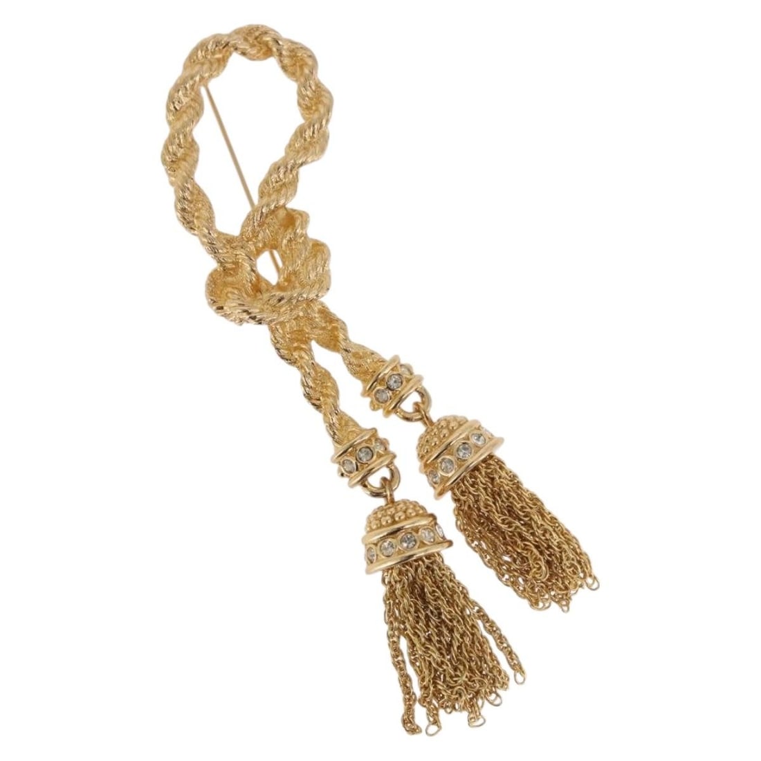 Christian Dior Gold Metal Tassel Brooch with Box Dust Bag: Christian Dior Gold Metal Tassel Brooch with Box Dust Bag Christian Dior tassel motif brooch in gold-tone metal. This women's brooch comes with the original dust bag and item box. Condition is excelle
