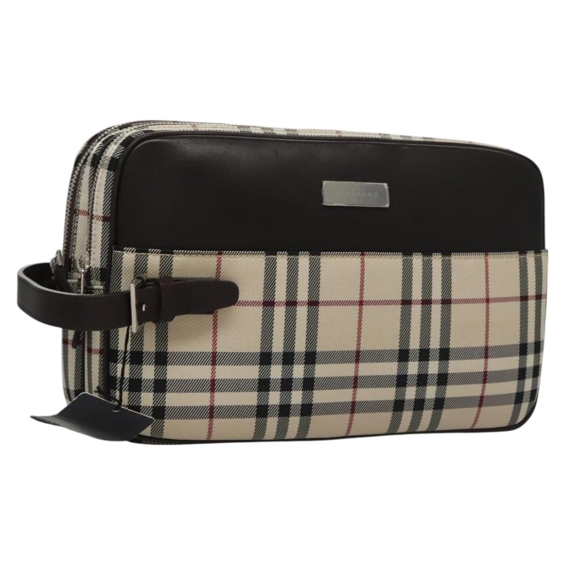 Burberry Beige Nylon Clutch Bag with Dust Bag Nova Check: Burberry Beige Nylon Clutch Bag with Dust Bag Nova Check Burberry Nova Check clutch bag in beige nylon, made in Italy. This women's clutch bag comes with a dust bag and is described as being in A exce