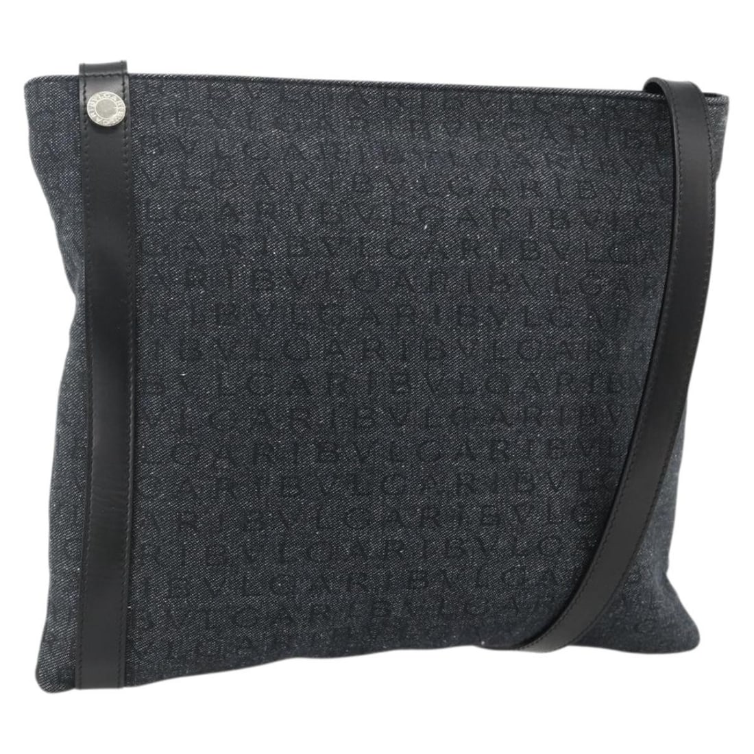 BVLGARI Logo Mania Canvas Shoulder Bag Blue Silver Italy (1 of 18)