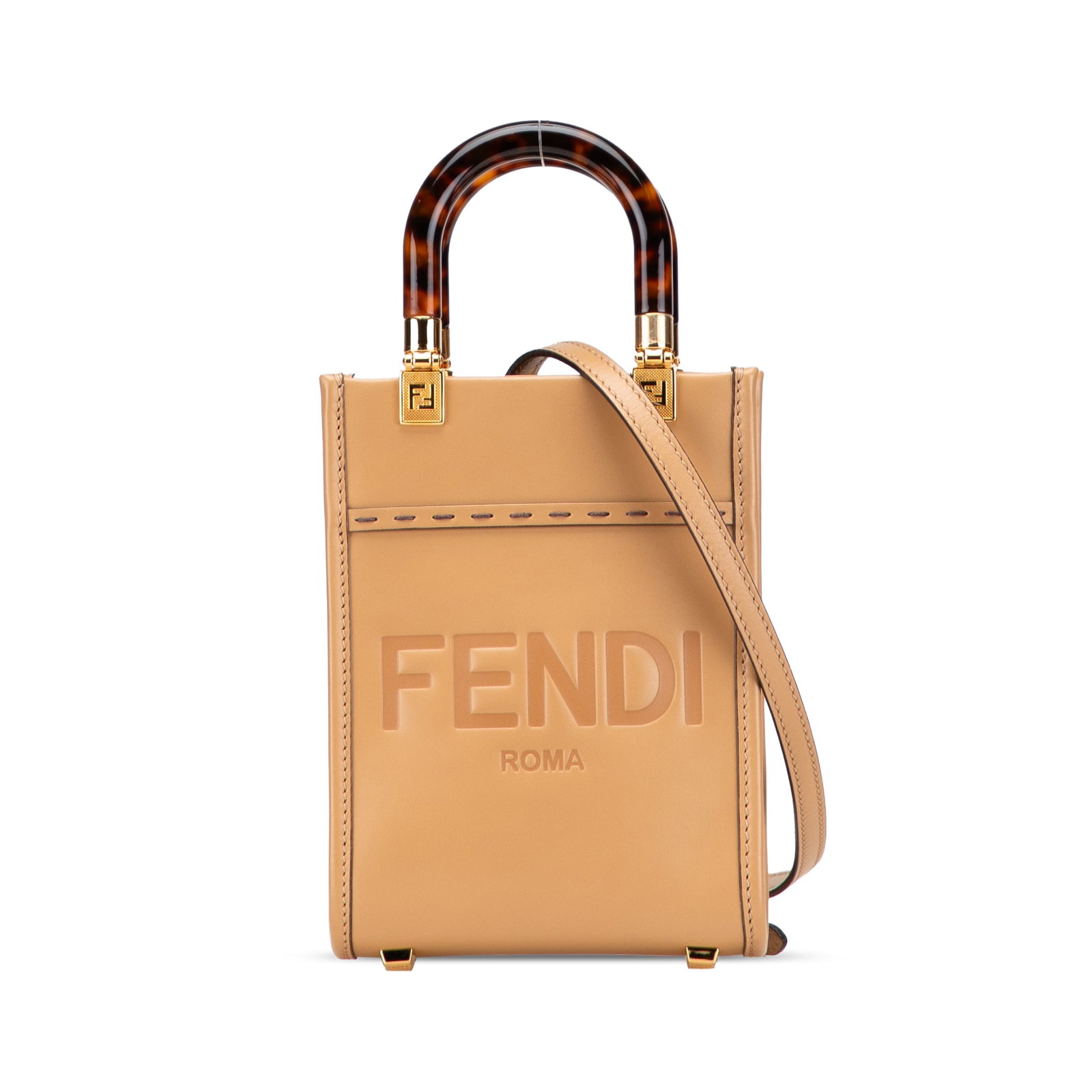 Fendi Mini Leather Sunshine Shopper Tote Brown Italy: Fendi Mini Leather Sunshine Shopper Tote Brown Italy Introducing the Fendi Mini Leather Sunshine Shopper Tote, a stylish and versatile accessory perfect for everyday use. This tote features a luxuriou