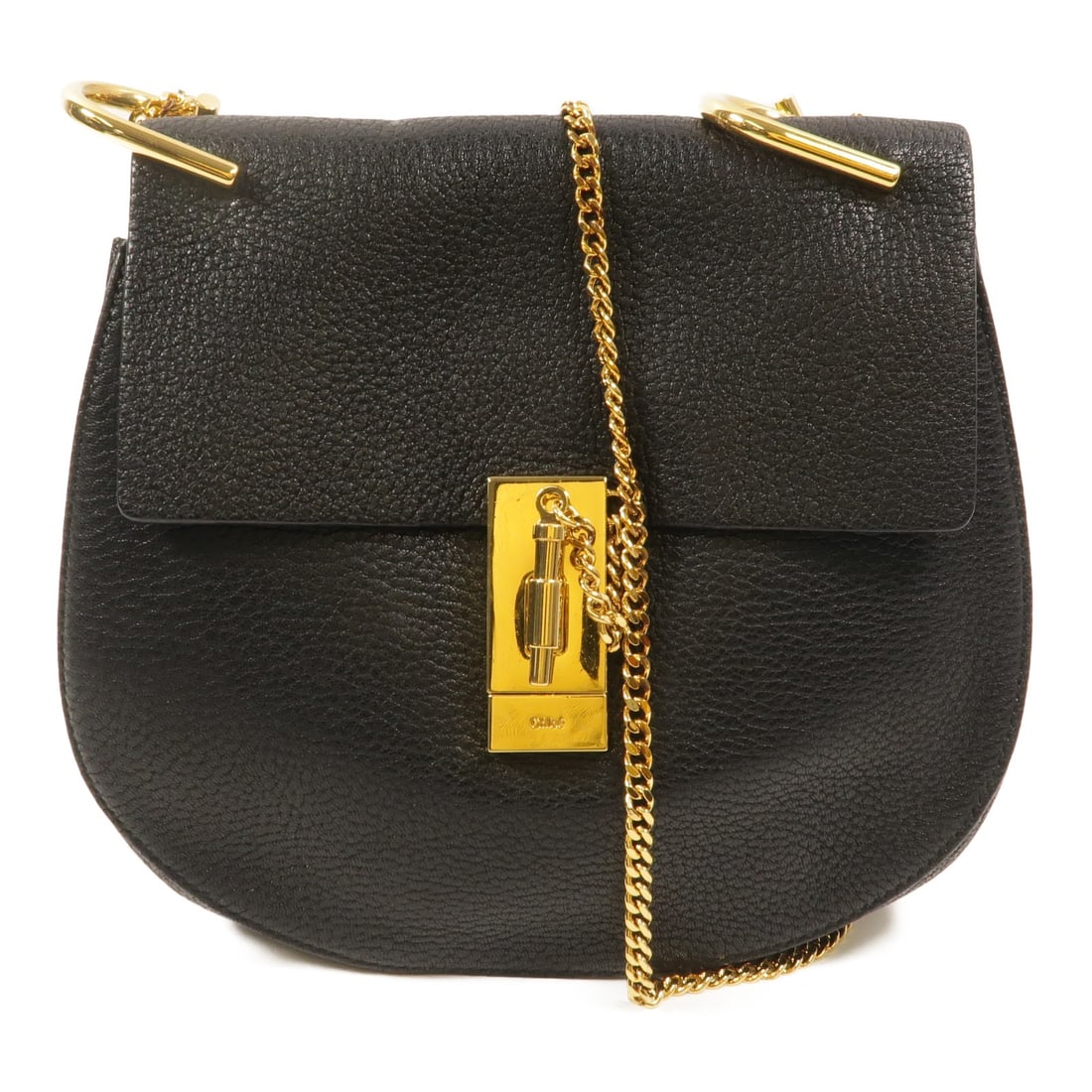 Chloe black calfskin chain shoulder bag with storage bag: Chloe black calfskin chain shoulder bag with storage bag Chloe chain shoulder bag in black calfskin leather with a flap design and an interior open pocket. Designed for women, this shoulder bag includ
