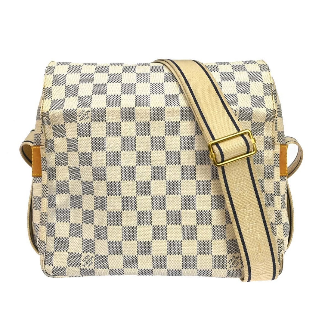 Louis Vuitton Naviglio Shoulder Bag Damier Azur Canvas N51189: Louis Vuitton Naviglio Shoulder Bag Damier Azur Canvas N51189 Louis Vuitton Damier Azur Naviglio shoulder bag in white Damier Azur canvas and leather, made in France. This vintage medium bag features 