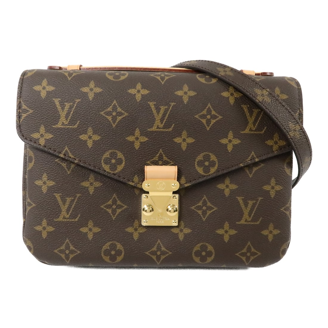 Louis Vuitton Pochette Metis MM Monogram 2 Way Shoulder Bag M44875: Louis Vuitton Pochette Metis MM Monogram 2 Way Shoulder Bag M44875 Louis Vuitton Pochette Metis MM 2-way bag in brown Monogram PVC coated canvas. This women's bag features top handles and a detachable