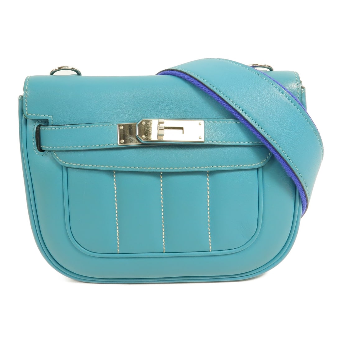 Hermes Berlin Mini Shoulder Bag Blue Paon Swift Leather PHW: Hermes Berlin Mini Shoulder Bag Blue Paon Swift Leather PHW Hermes Berlin Mini shoulder bag in Blue Paon Swift leather with palladium-tone hardware. This women's shoulder bag is made in France and fea