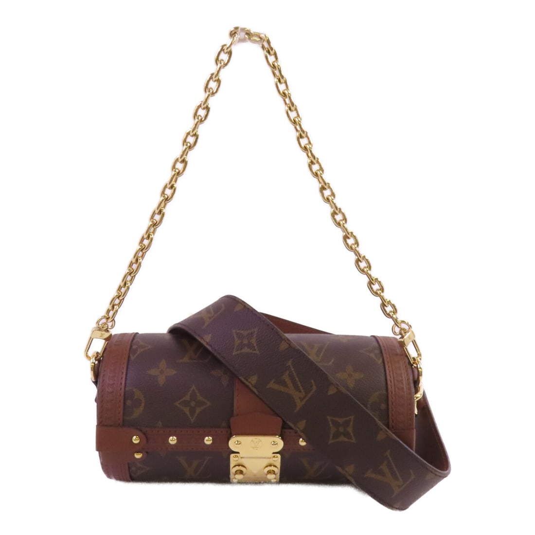 Louis Vuitton Papillon Trunk M57835 Monogram 2 Way Shoulder Bag: Louis Vuitton Papillon Trunk M57835 Monogram 2 Way Shoulder Bag Louis Vuitton Papillon Trunk handbag in brown Monogram and PVC coated canvas, designed as a 2-way shoulder bag. It features gold-tone ha