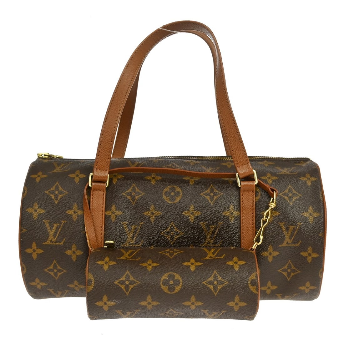 Louis Vuitton Papillon 30 Monogram Canvas Handbag with Pouch M51365: Louis Vuitton Papillon 30 Monogram Canvas Handbag with Pouch M51365 Vintage Louis Vuitton Papillon 30 handbag in brown monogram canvas with leather double handles and zip closure. This women's medium 