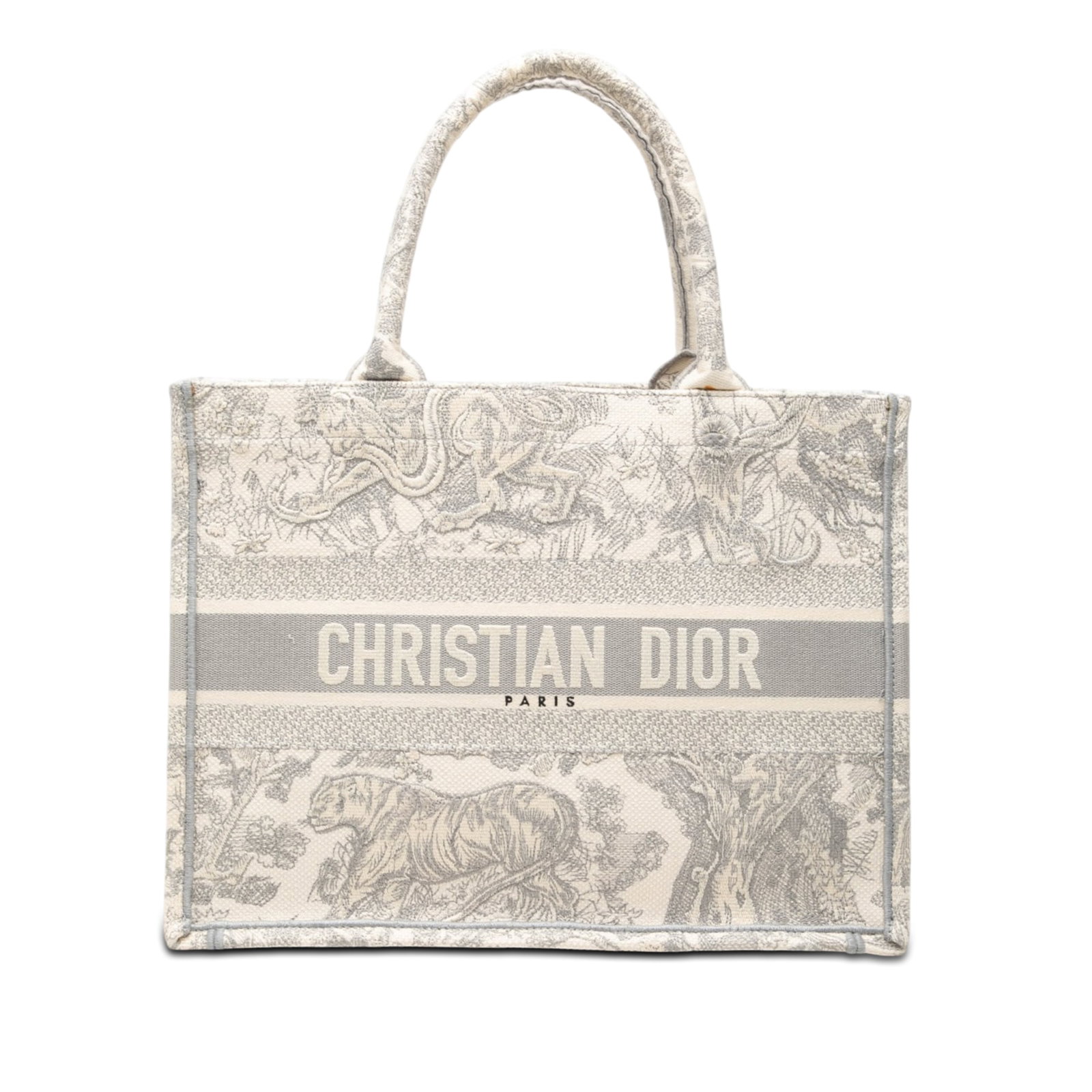 Dior Dioriviera Toile de Jouy Medium Embroidered Canvas Tote: Dior Dioriviera Toile de Jouy Medium Embroidered Canvas Tote Medium Dioriviera Toile De Jouy Book Tote crafted in embroidered canvas with rolled handles and an open top. This Italy-made bag shows visi