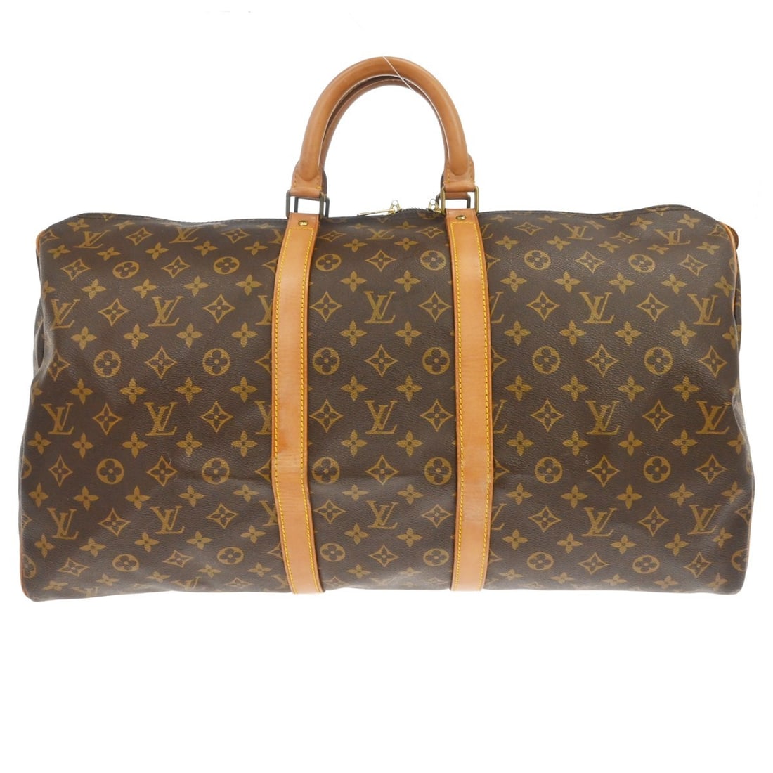 Louis Vuitton Keepall unisex brown canvas travel bag: Louis Vuitton Keepall unisex brown canvas travel bag Louis Vuitton Keepall Monogram travel bag in brown canvas with leather trim. This unisex piece is presented in good condition, showing light wear, 