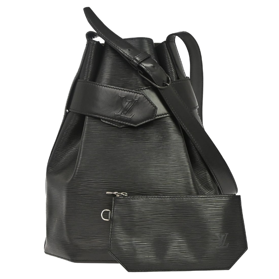 Louis Vuitton Sac Depaule GM Epi Leather Shoulder Bag Black M80155: Louis Vuitton Sac Depaule GM Epi Leather Shoulder Bag Black M80155 Vintage Louis Vuitton Sac Depaule GM shoulder bag in black Epi leather, made in France. It features a snap closure, shoulder strap, A