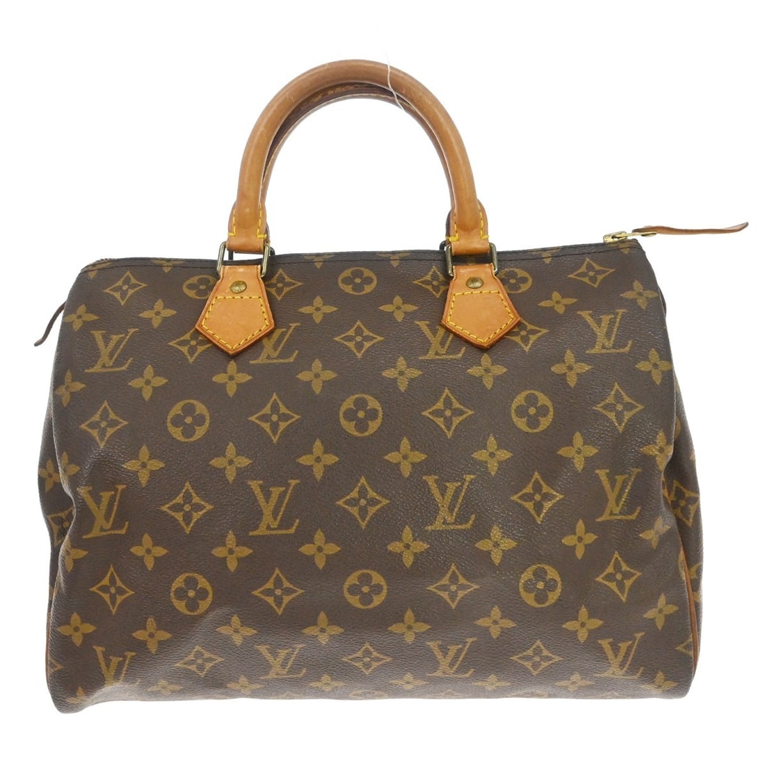 Louis Vuitton Speedy 30 Monogram Canvas Satchel M41526 France: Louis Vuitton Speedy 30 Monogram Canvas Satchel M41526 France Vintage Louis Vuitton Speedy 30 handbag in brown monogram canvas with leather double handles and a zip closure. This satchel/top handle ba