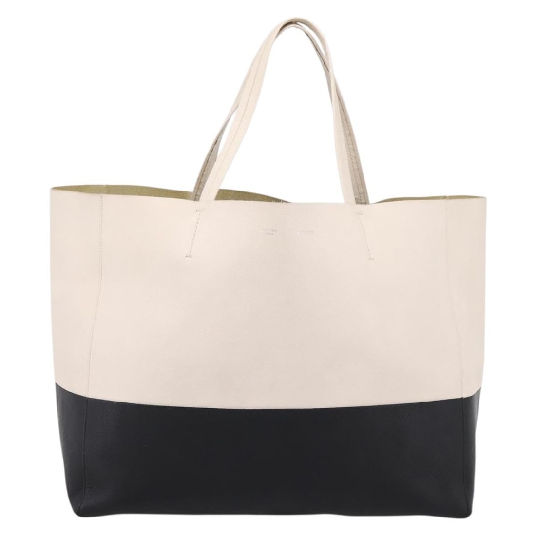 Celine Cabas White Leather Tote Bag Made in Italy: Celine Cabas White Leather Tote Bag Made in Italy Celine Cabas leather handbag in white. This pre-owned piece is in fair condition with visible signs of use, including an out-of-shape exterior, light 