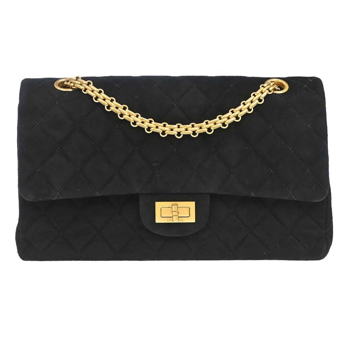 CHANEL Classic Double Flap Medium Black Suede Shoulder Bag: CHANEL Classic Double Flap Medium Black Suede Shoulder Bag Chanel Medium Classic Double Flap Shoulder Bag in black suede with a turn lock closure. It features a shoulder strap, one exterior pocket, an