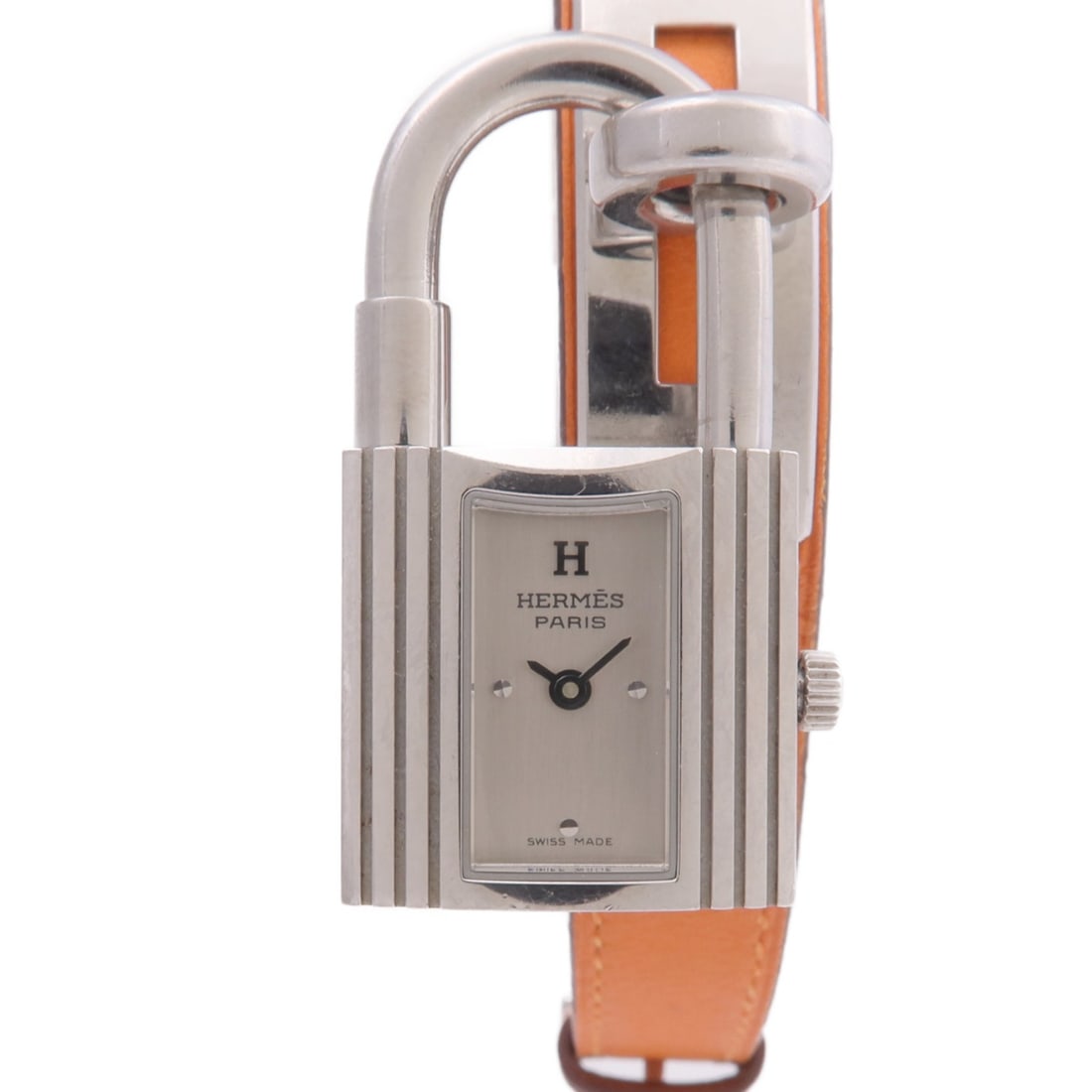 Hermes Kelly KE1.210 Women's Quartz Wristwatch Stainless Steel Silver: Hermes Kelly KE1.210 Women's Quartz Wristwatch Stainless Steel Silver Hermes Kelly quartz wristwatch, model KE1.210, in silver stainless steel with a stainless steel and leather belt. Designed for lad
