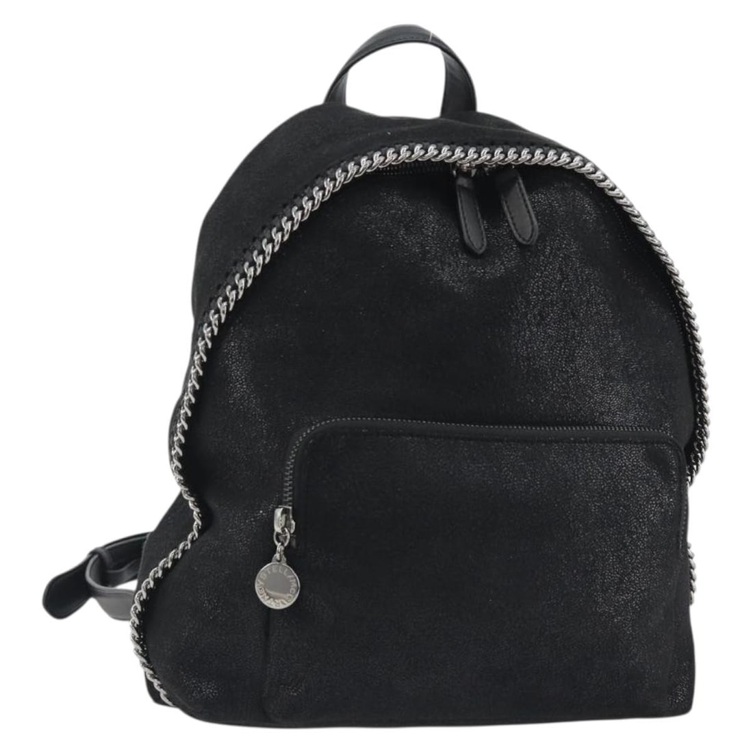 Stella MacCartney 410905 Falabella Black Polyester Backpack with Dust Bag: Stella MacCartney 410905 Falabella Black Polyester Backpack with Dust Bag Stella McCartney Falabella chain backpack in black polyester with silver-tone accents. Made in Italy, this women's backpack in