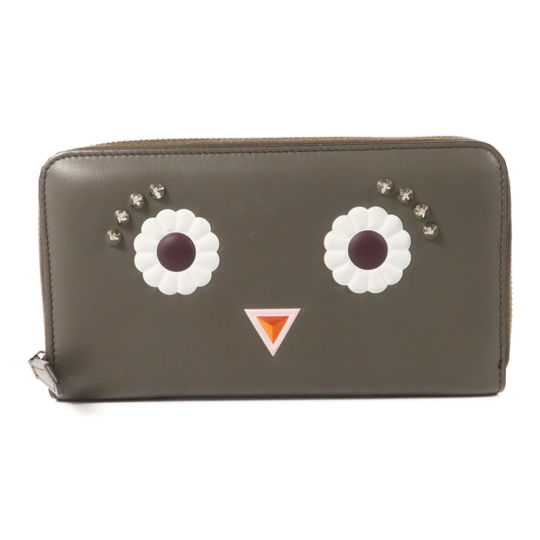 FENDI 8M0299 Hypnoteyes Gray Calfskin Long Wallet SHW: FENDI 8M0299 Hypnoteyes Gray Calfskin Long Wallet SHW A FENDI Hypnoteyes around long wallet in gray calfskin leather, model 8M0299. Designed for women, this wallet is made in Italy and is presented in