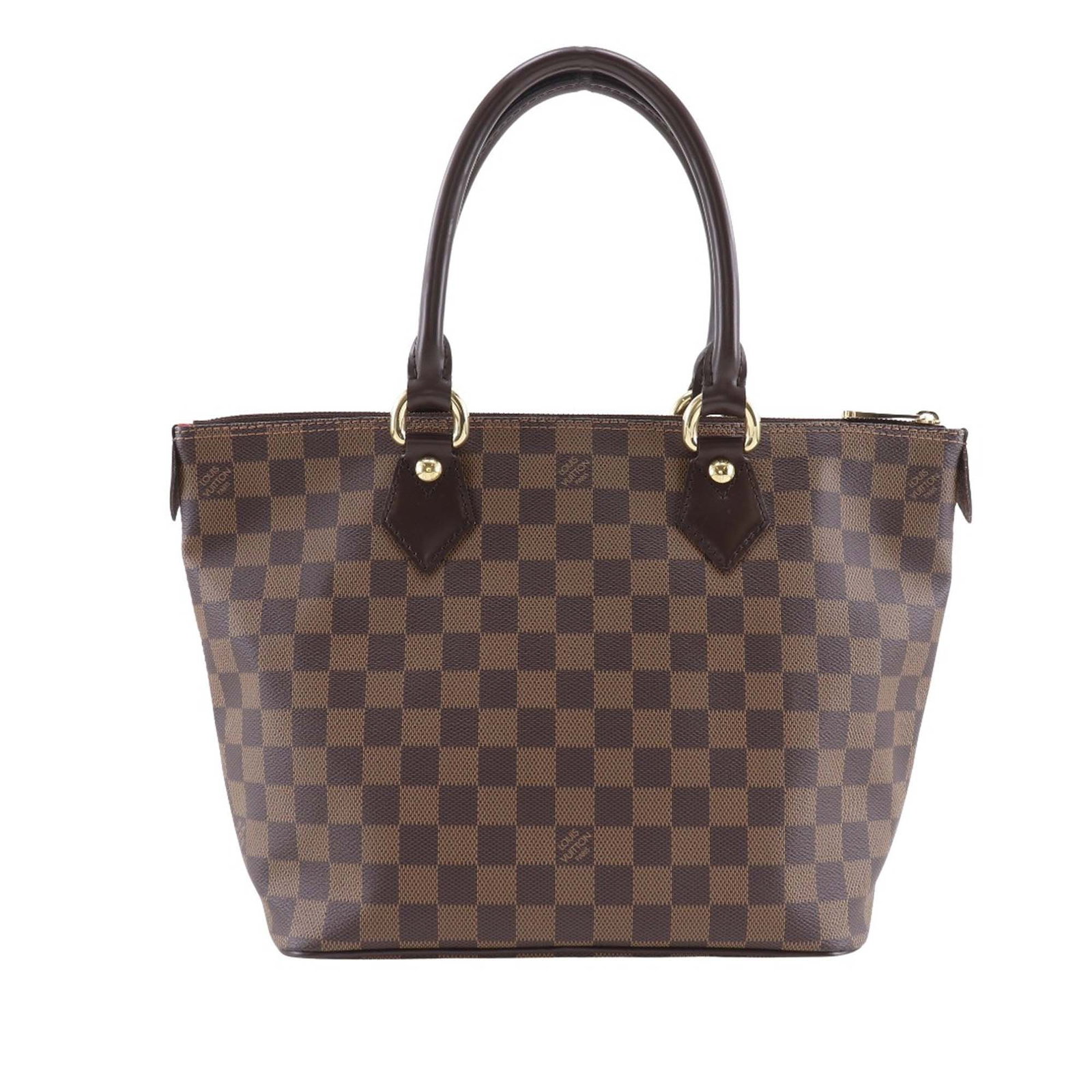 Louis Vuitton Saleya PM Damier Ebene Brown Handbag: Louis Vuitton Saleya PM Damier Ebene Brown Handbag Louis Vuitton Saleya PM in Damier Ebene canvas with rolled leather straps, a top zip closure, and an interior zip pocket. Made in France. Condition i
