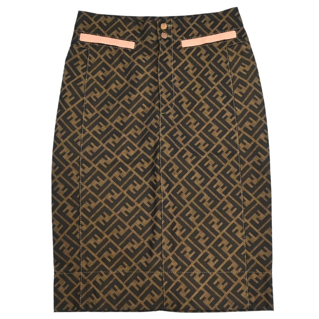 Fendi Zucca A Line Knee Skirt IT 40 Brown Black (1 of 15)