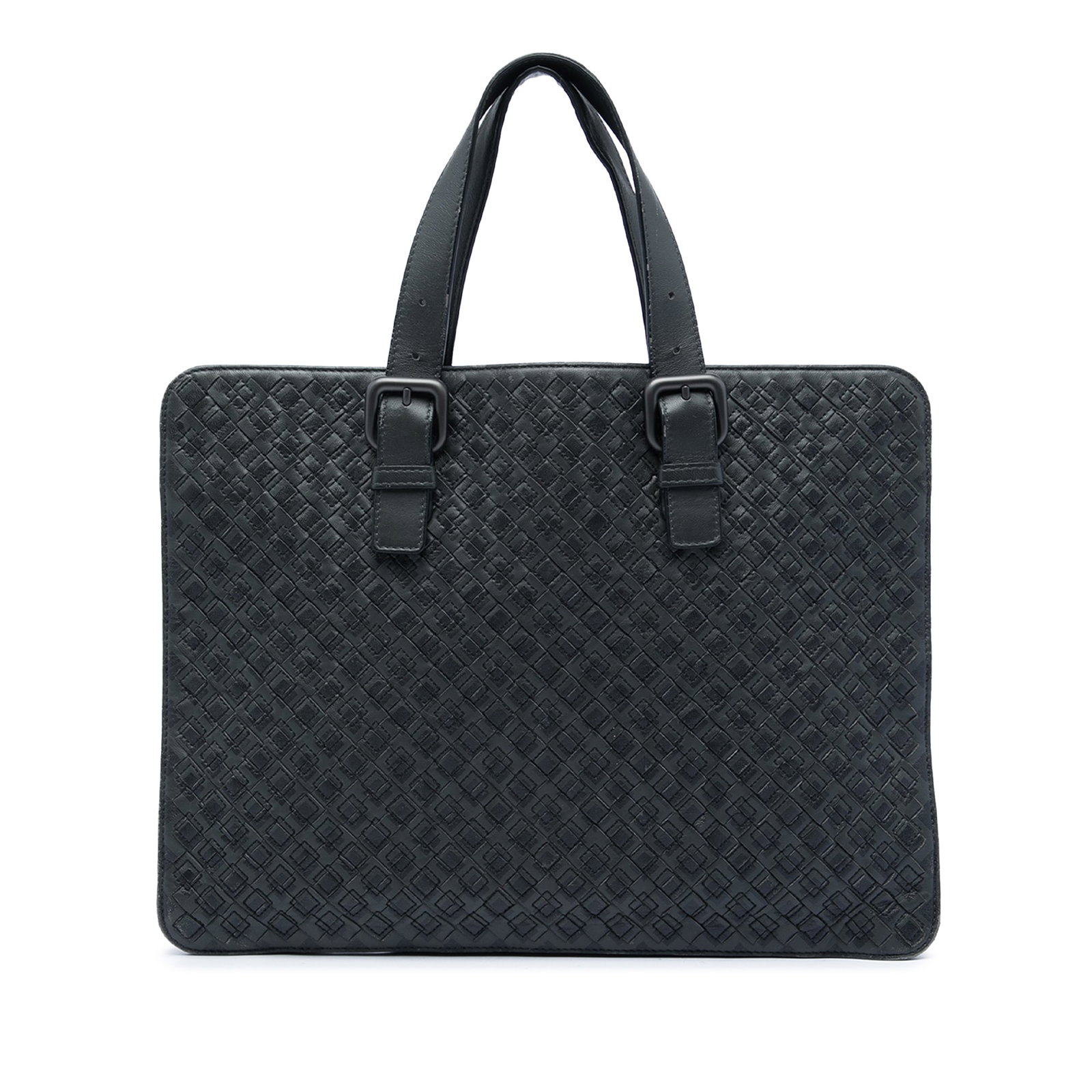 Bottega Veneta Intrecciato Nappa Leather Briefcase Gray (1 of 5)