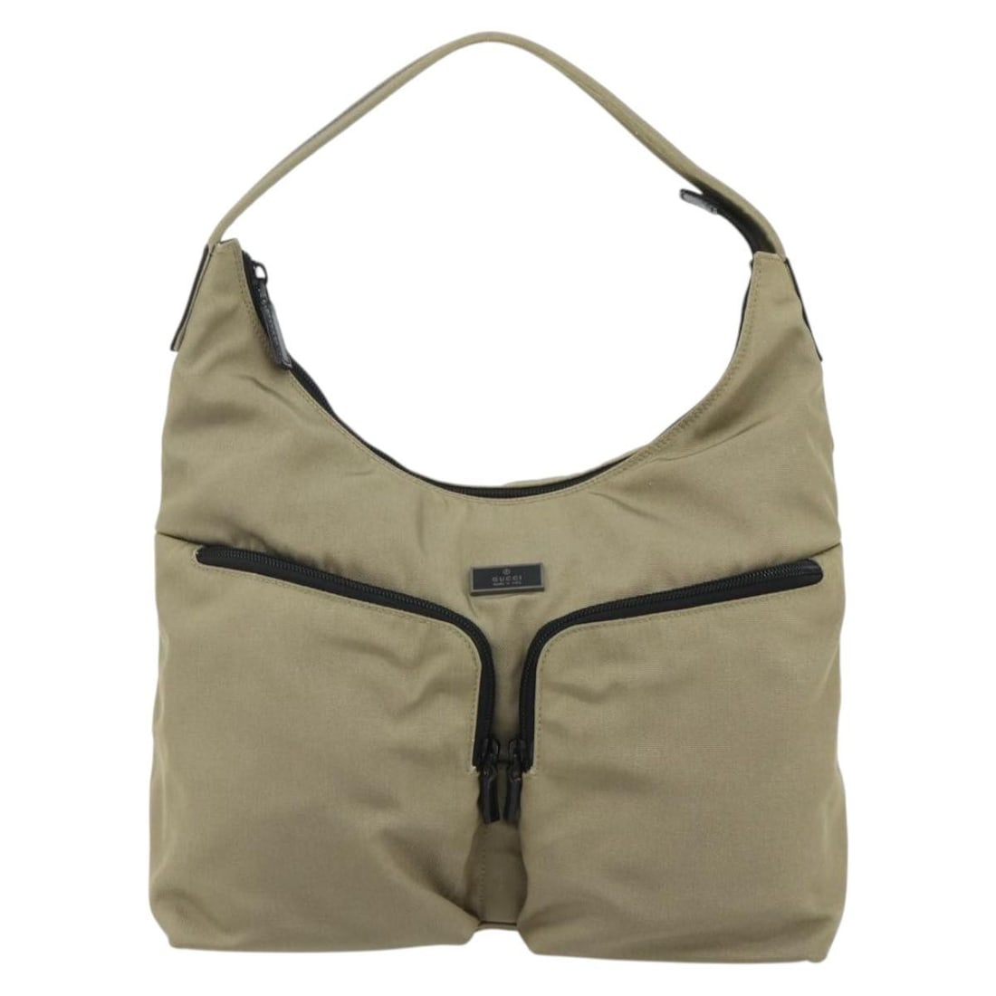 Gucci Double Pocket Hobo Beige Nylon Handbag: Gucci Double Pocket Hobo Beige Nylon Handbag Gucci Double Pocket Hobo in beige nylon. This female hobo bag is made in Italy and measures 29 cm x 24 cm x 13 cm. It is described as being in good vintage
