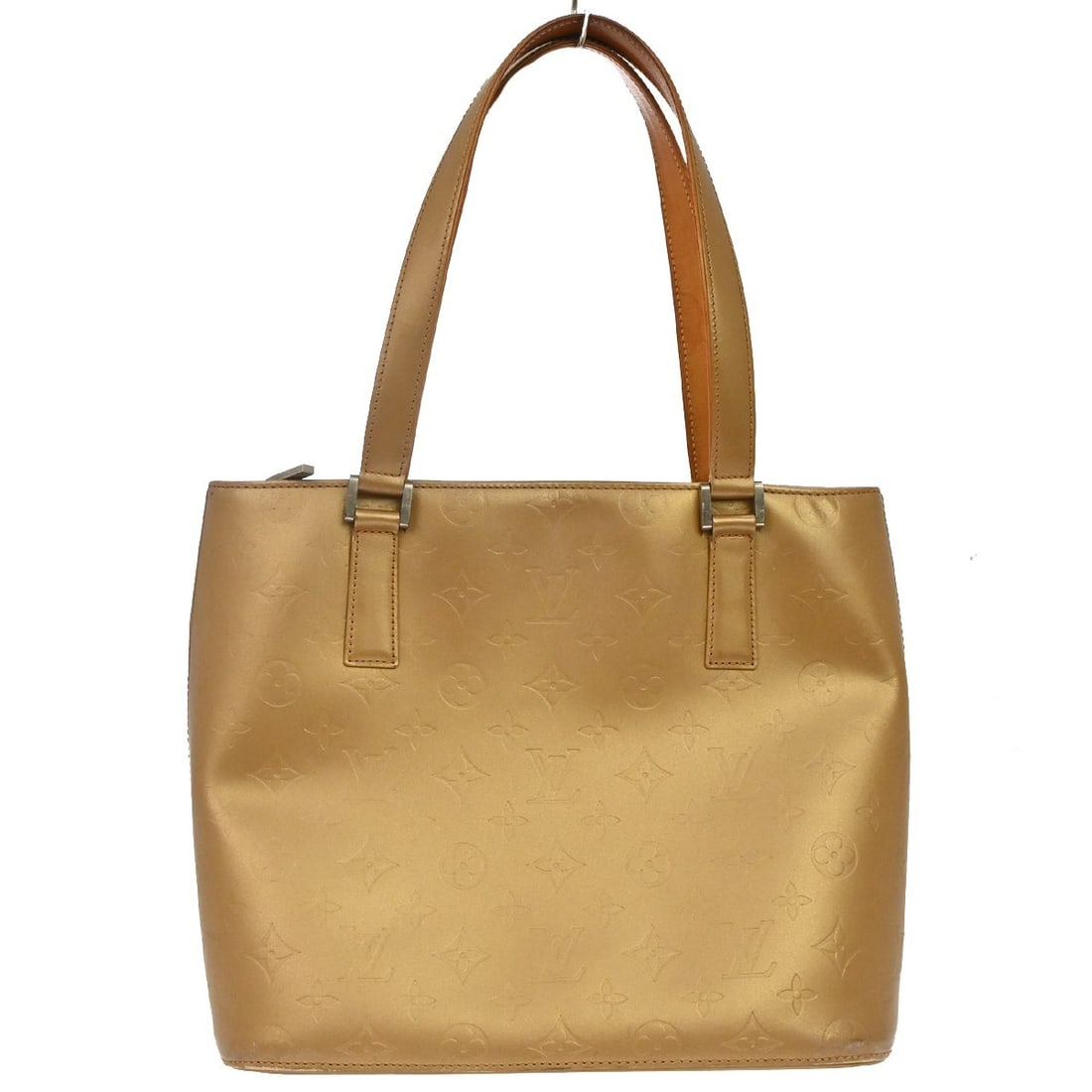 Louis Vuitton Mat Stockton Patent Leather Handbag Gold: Louis Vuitton Mat Stockton Patent Leather Handbag Gold Louis Vuitton Mat Stockton Monogram Vernis handbag for women in gold patent leather. Made in Spain, this model measures 29 cm x 26 cm x 14 cm and
