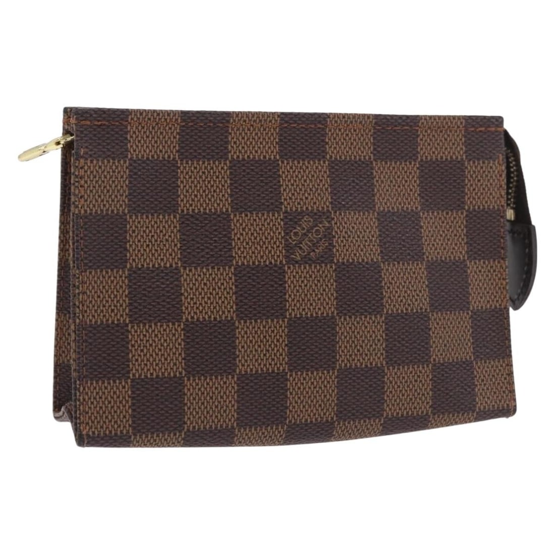 Louis Vuitton N47548 Poche Toilette 15 Damier Ebene Canvas Pouch: Louis Vuitton N47548 Poche Toilette 15 Damier Ebene Canvas Pouch Louis Vuitton Damier Ebene Poche Toilette 15 pouch in Damier Ebene canvas. This compact women's pouch is made in France and includes a 