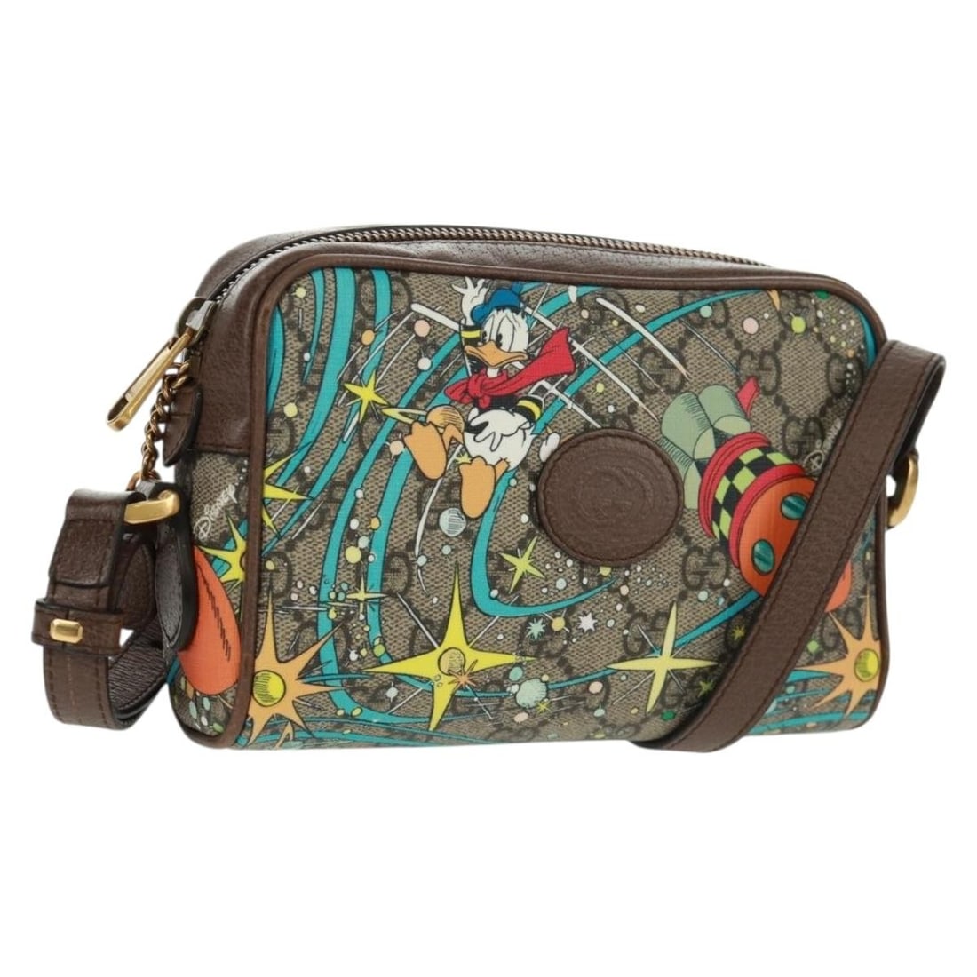 Gucci 602536 Disney Collaboration Micro GG Supreme Shoulder Bag Beige PVC: Gucci 602536 Disney Collaboration Micro GG Supreme Shoulder Bag Beige PVC GUCCI Micro GG Supreme Disney Collaboration shoulder bag in beige and gold, made in Italy. It is crafted from PVC leather and 