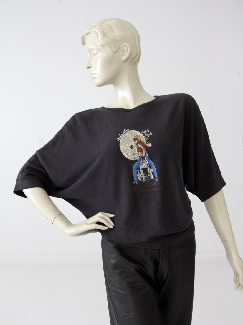 Vintage 1980s Harley Davidson Women's Dolman Sleeve T-Shirt Asphalt Angels (1 of 8)