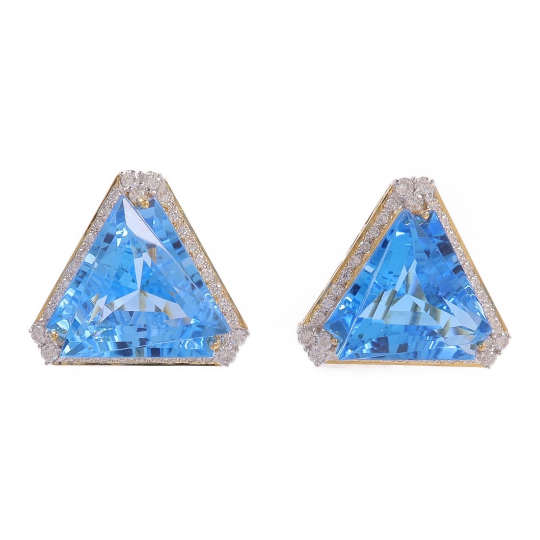 JEWELRY Topaz Diamond Pierced Earrings in 18K Yellow Gold (1 of 6)