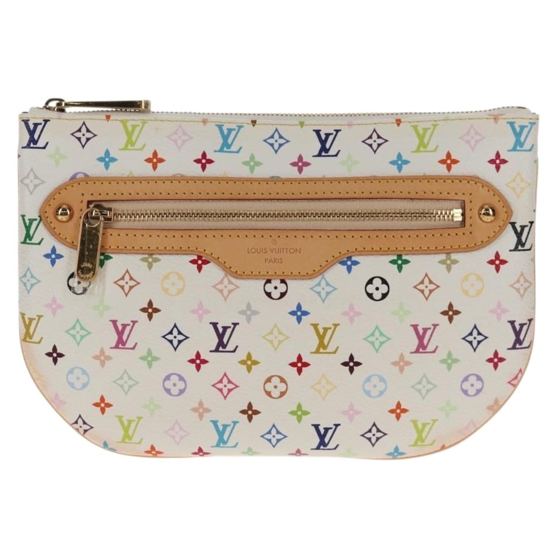 Louis Vuitton Multicolor Canvas Pochette GM Clutch Bag: Louis Vuitton Multicolor Canvas Pochette GM Clutch Bag This Louis Vuitton Pochette GM Monogram Multicolor is crafted for women in multicolored canvas. The bag features slight color transfer on the ext