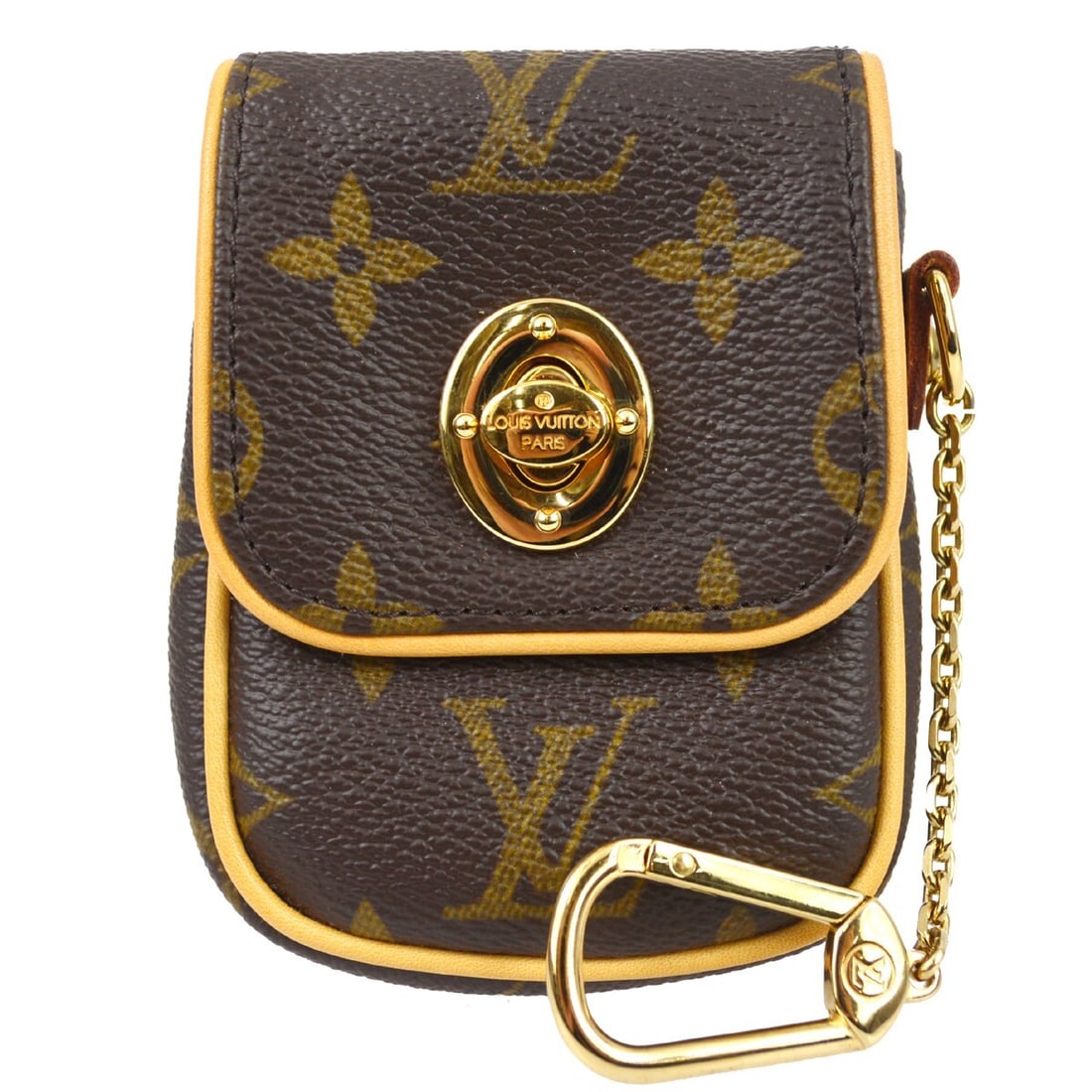 Louis Vuitton M60020 Monogram Canvas Keyring Bag Charm Pouch: Louis Vuitton M60020 Monogram Canvas Keyring Bag Charm Pouch Louis Vuitton Monogram Pochette Tulum Pouch Bag Key Holder in brown Monogram canvas. This unisex keyring is styled as a bag charm and featu