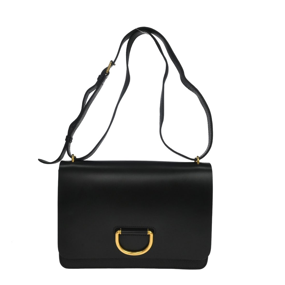 Burberry D ring black leather handbag: Burberry D ring black leather handbag Burberry D-ring leather bag in black with a compact silhouette and very good overall condition. The exterior shows dirt and light scratching, while the interior h