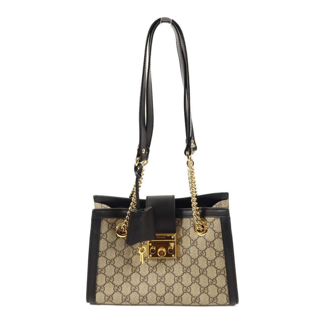Gucci Padlock Small Chain Shoulder Bag GG Coated Canvas Black Brown (1 of 15)