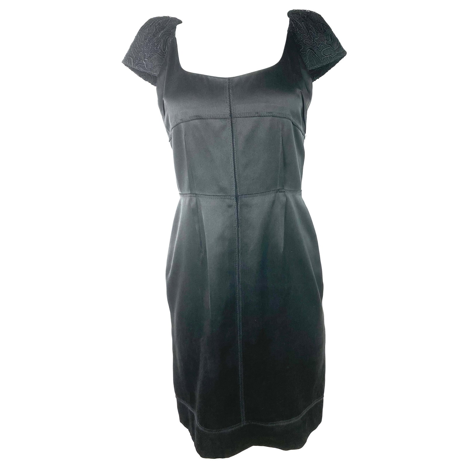 Proenza Schouler silk mini dress black short sleeve size S (1 of 9)