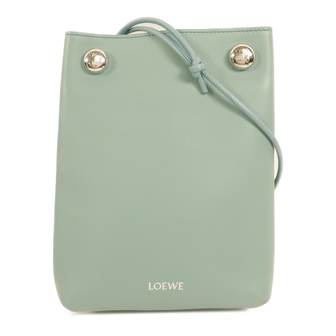LOEWE Pebble Pouch Calfskin Shoulder Bag Blue Green SHW: LOEWE Pebble Pouch Calfskin Shoulder Bag Blue Green SHW LOEWE Pebble Pouch shoulder bag in blue and green calfskin leather. This women's bag features a shoulder strap and an open interior pocket. Cond