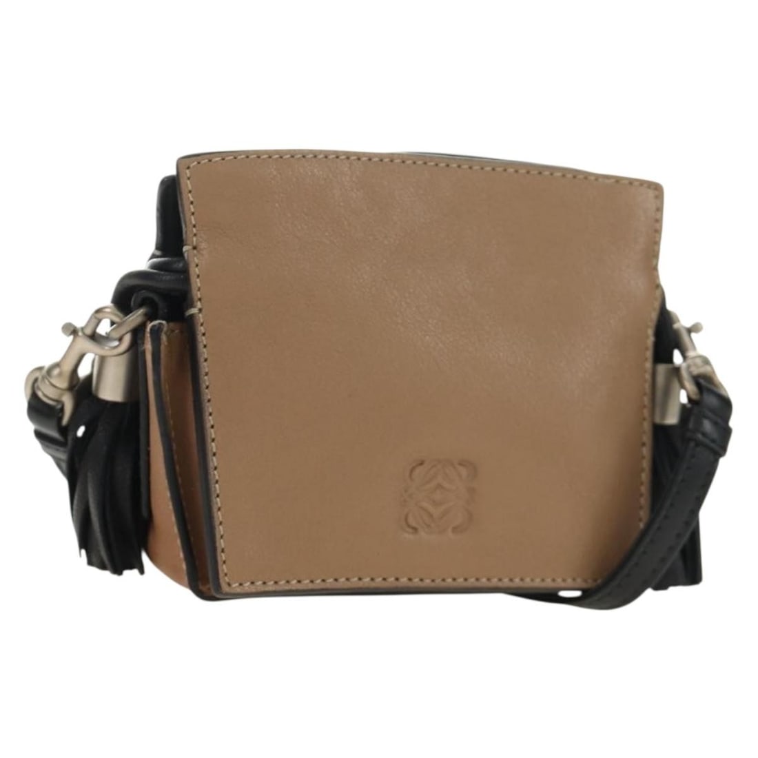 LOEWE Leather Mini Shoulder Pouch Bag Brown Spain: LOEWE Leather Mini Shoulder Pouch Bag Brown Spain Compact LOEWE shoulder bag in brown leather with a structured pouch-style silhouette. Made in Spain, this women's bag includes the original dust bag a