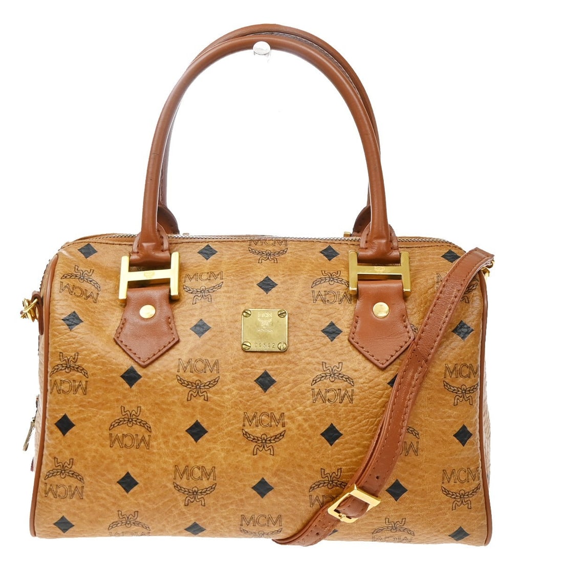MCM Visetos logogramme brown leather handbag 26cm x 16cm x 16cm (1 of 15)