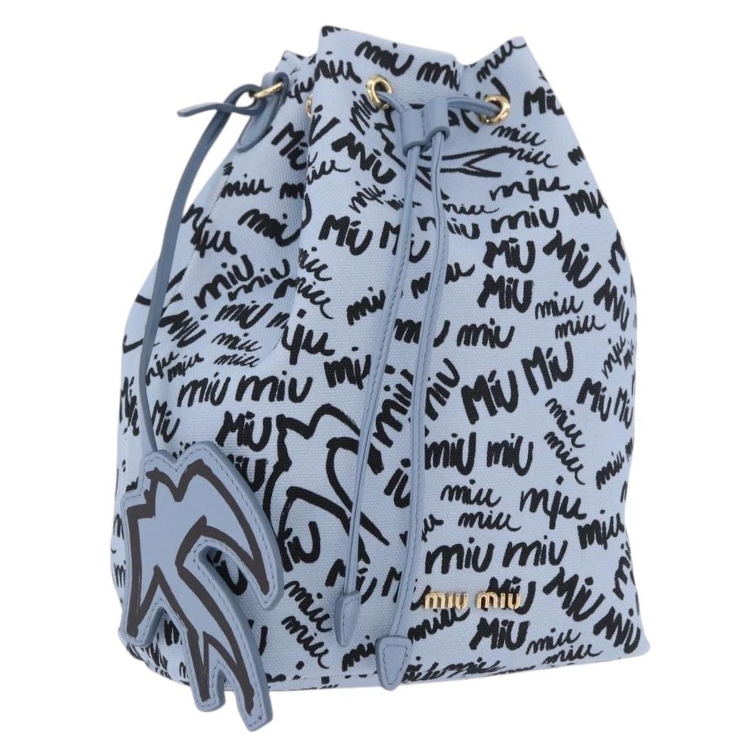 Miu Miu Blue Canvas Hand Bag with Guarantee Card: Miu Miu Blue Canvas Hand Bag with Guarantee Card A Miu Miu women's handbag in blue and gold canvas, made in Italy. It includes a guarantee card and is described as being in excellent, pristine conditi