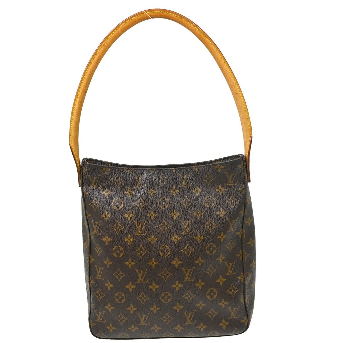 Louis Vuitton Looping GM Monogram Canvas Shoulder Bag M51145: Louis Vuitton Looping GM Monogram Canvas Shoulder Bag M51145 Vintage Louis Vuitton Looping GM handbag in brown Monogram canvas with leather trim and a zip-top closure. This women's shoulder bag featur