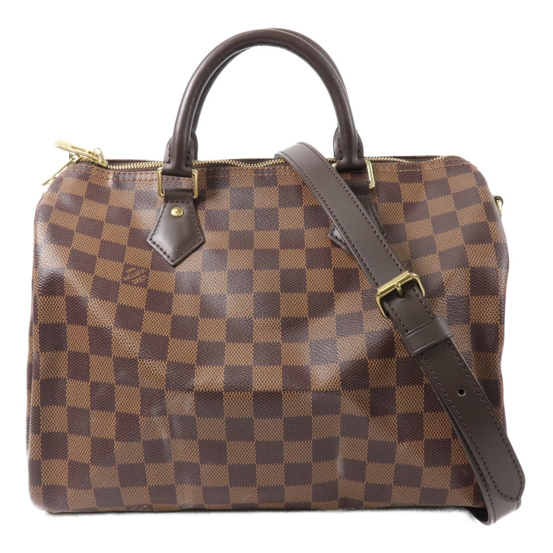 Louis Vuitton N41367 Speedy Bandouliere 30 Damier Brown 2 Way Handbag: Louis Vuitton N41367 Speedy Bandouliere 30 Damier Brown 2 Way Handbag Louis Vuitton Speedy Bandouliere 30 2 Way Bag in Damier Brown. It features Damier x PVC coated canvas construction, gold-tone hard