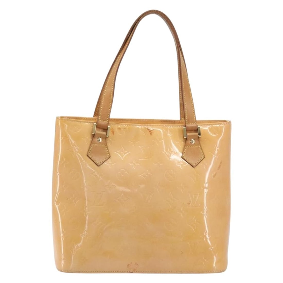Louis Vuitton Houston patent leather shoulder bag beige: Louis Vuitton Houston patent leather shoulder bag beige Louis Vuitton Houston Monogram Vernis handbag in beige patent leather. This pre-owned piece shows overall wear consistent with fair condition, i