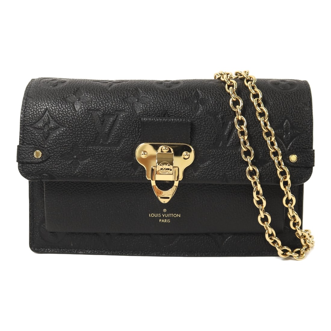 Louis Vuitton Vavin Chain Wallet M67839 Black Monogram Empreinte Shoulder Bag: Louis Vuitton Vavin Chain Wallet M67839 Black Monogram Empreinte Shoulder Bag Louis Vuitton Vavin Chain Wallet shoulder bag in Black x Black, made from Monogram Empreinte and calfskin (cowhide). This 