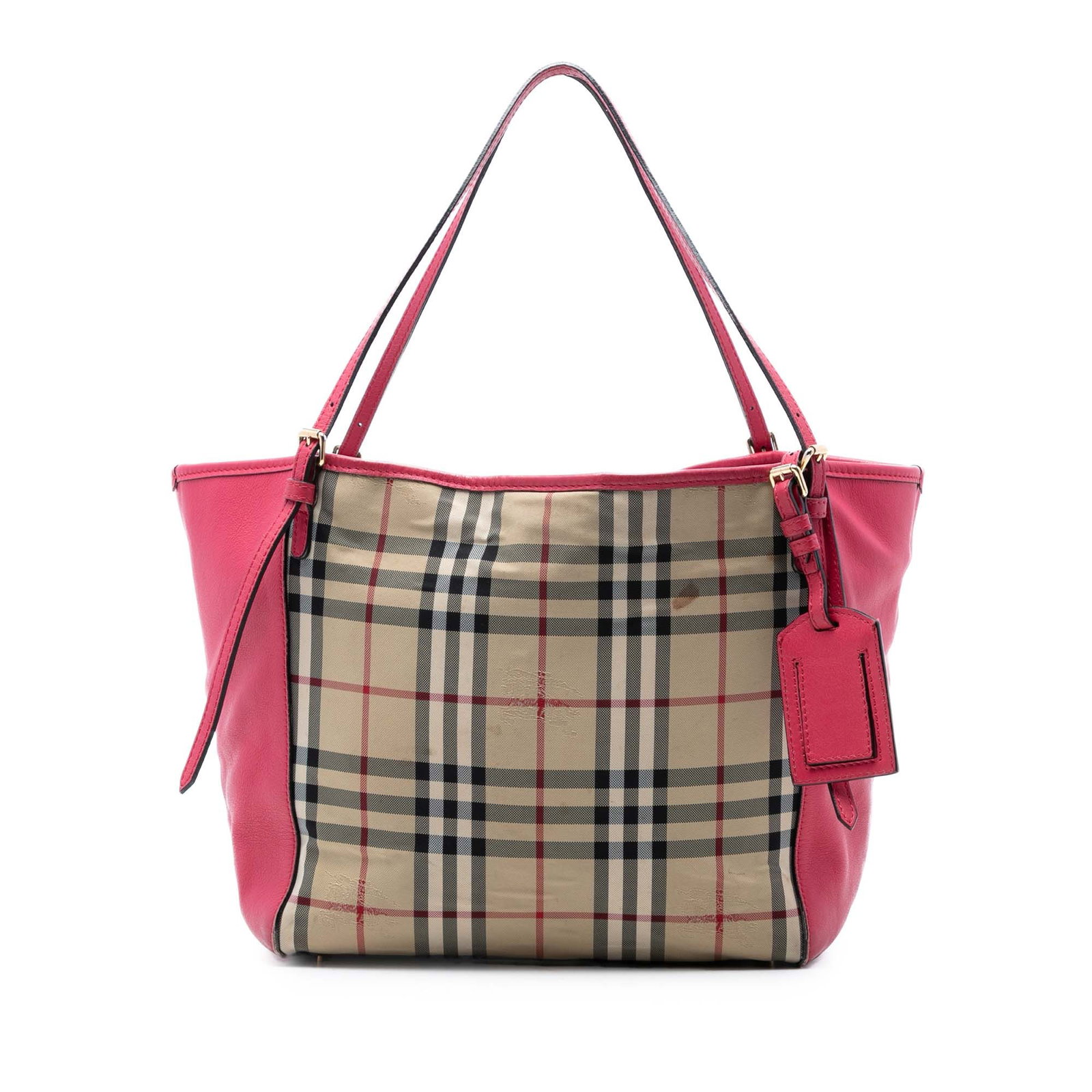 Burberry Canterbury Tote Small Haymarket Check Canvas Calfskin Beige (1 of 9)