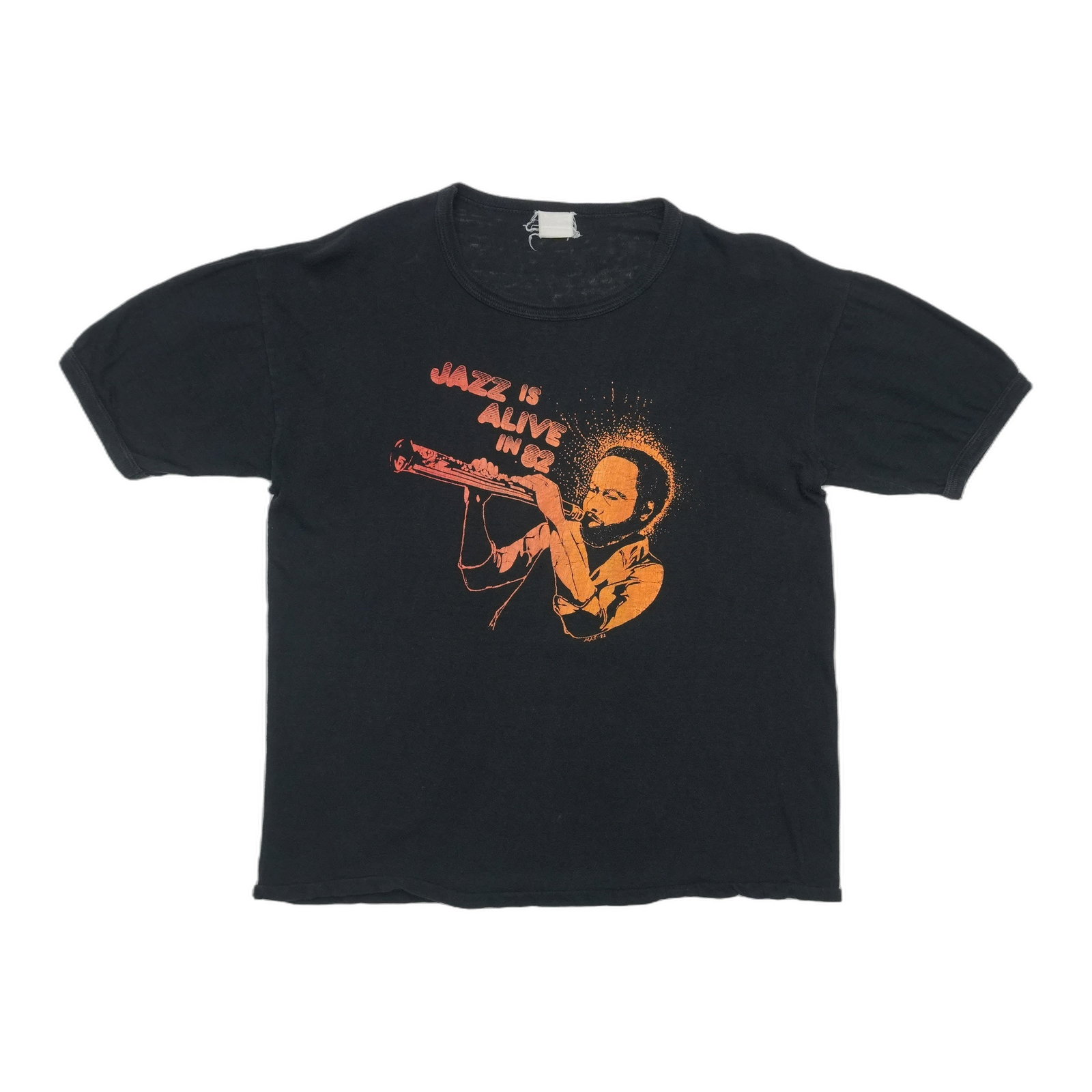Vintage 1982 Jazz Festival Tour T Shirt Black Cotton: Vintage 1982 Jazz Festival Tour T Shirt Black Cotton Authentic vintage 1982 Jazz Festival Tour shirt from the 1980s. This original single-stitch tee features front and back graphics and is described a