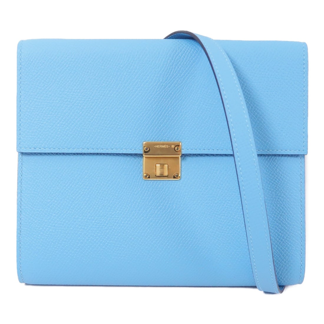 Hermes Clic 16 Epsom Calfskin Shoulder Bag Celeste Gold Tone (1 of 14)