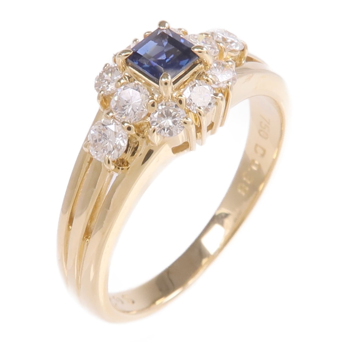 18K Yellow Gold Sapphire Diamond Ring Size 6.25: 18K Yellow Gold Sapphire Diamond Ring Size 6.25 A women's ring featuring sapphire and diamond accents set in 18K yellow gold. The ring is size 6.25 and has a blue and clear color presentation. It is d